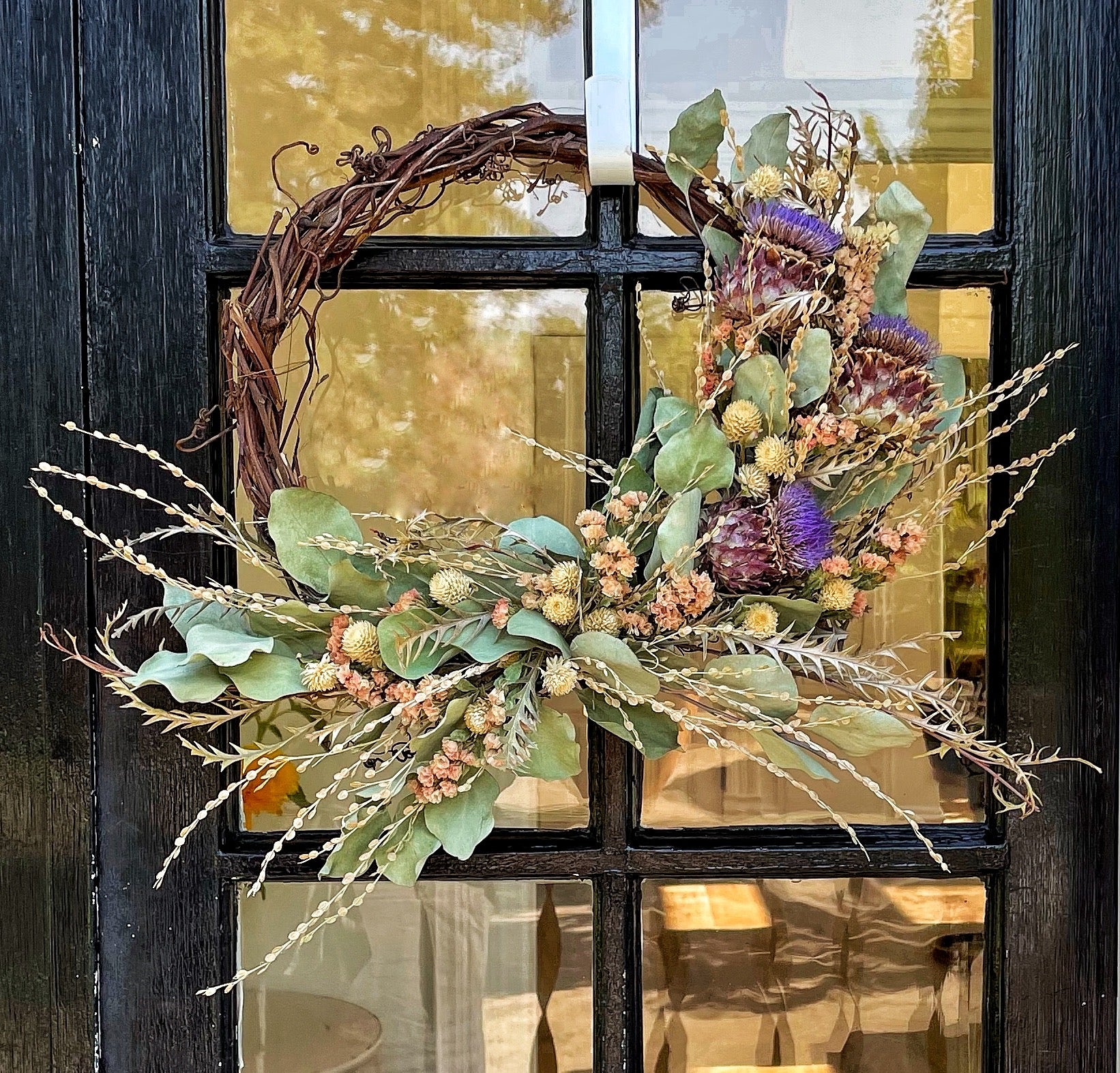 Cardoon and Eucalyptus Wreath